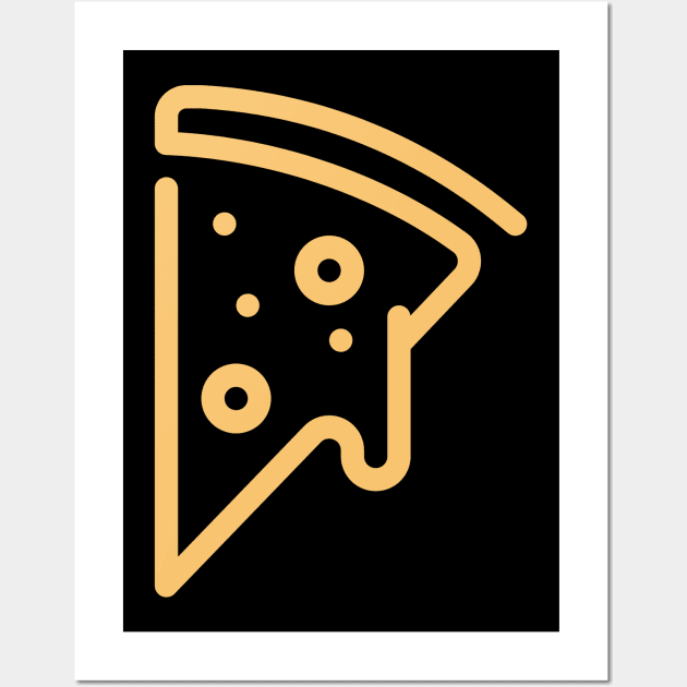 Cheese Dripping Pizza Outline Wall Art by InkyArt